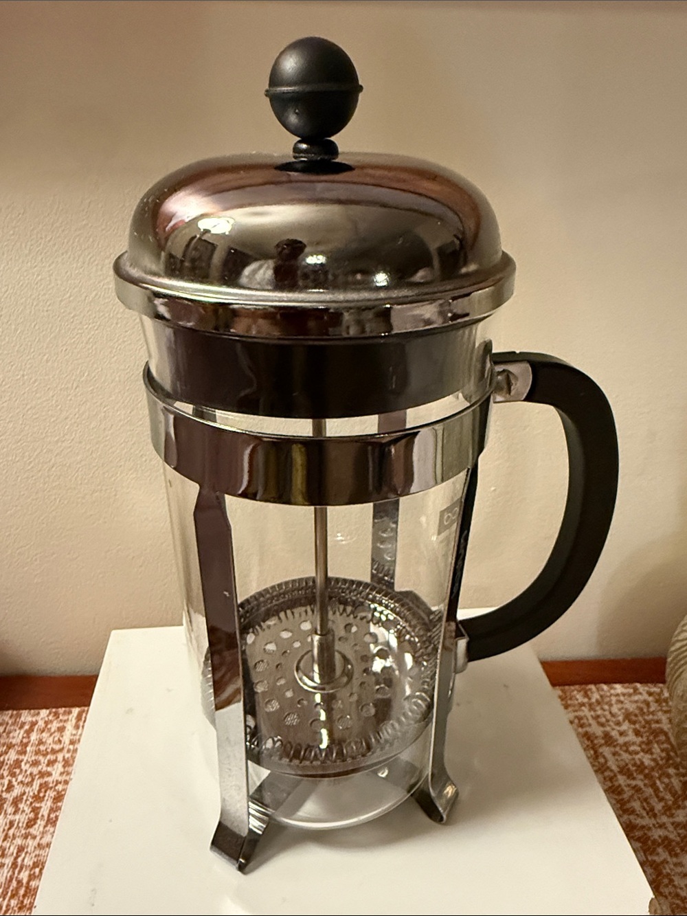 Classic Stainless Steel and Glass French Press Coffee Maker - Black Handle